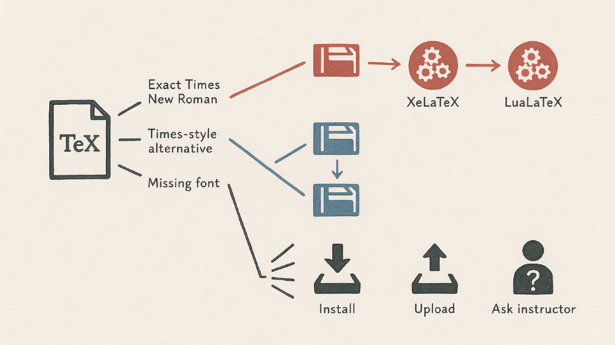 Decision diagram for setting Times New Roman or a Times-style font in LaTeX
