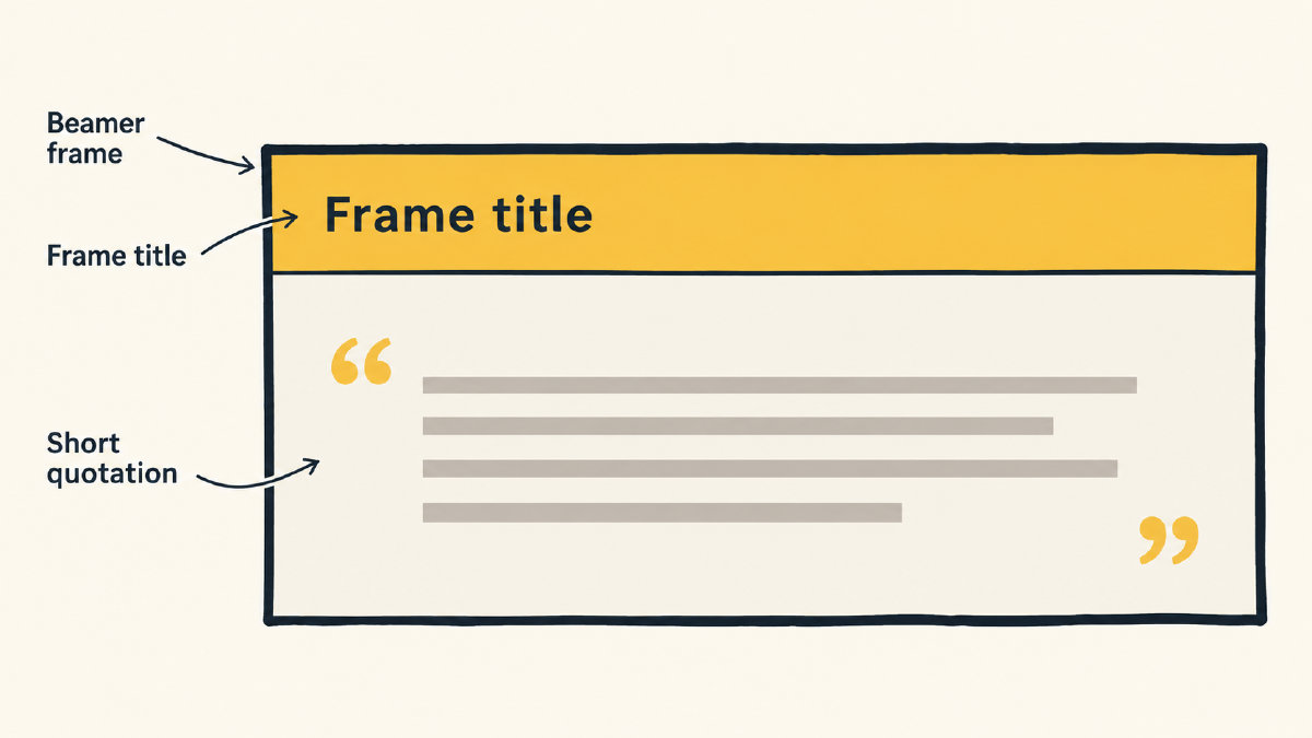 Conceptual Beamer frame containing a title area and a short quotation area.